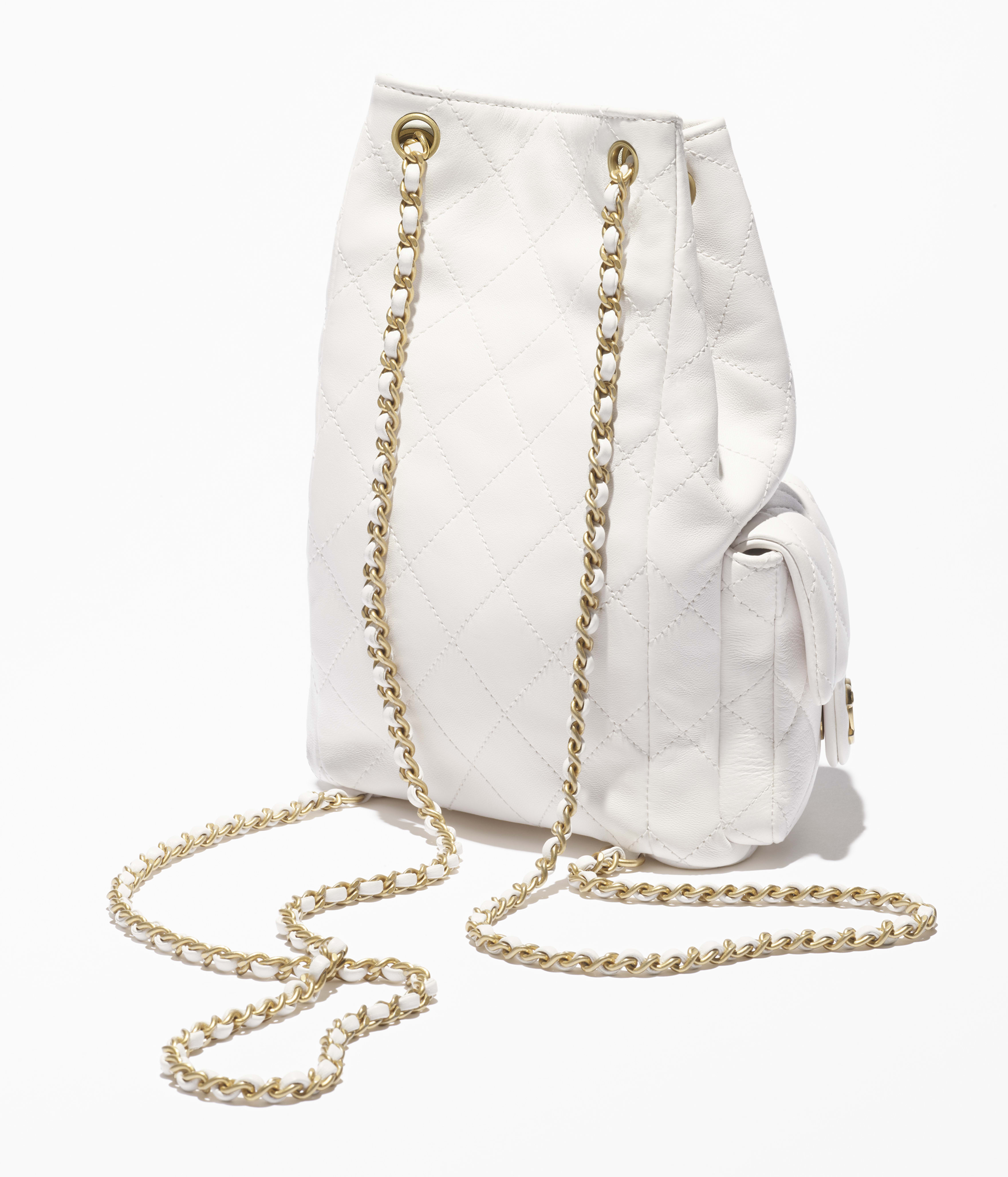 Sac à dos - Blanc - Agneau brillant & métal doré - vue artistique 4
